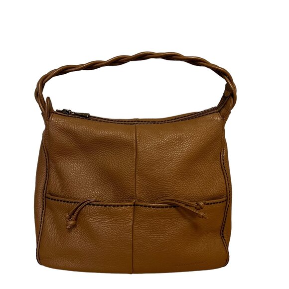 Plinio Visona Italy Classic Minimalist‎ Toffee Brown Pebble Leather Hobo Bag - Picture 3 of 11